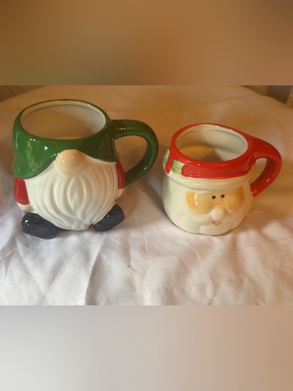 Festive Ceramic Santa Face Mug - Green & Red